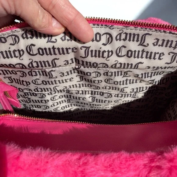 Juicy Couture Large Bag Pink Faux Fur Tote Bag w/ Crossbody Strap. So cute! 🩷 - Picture 7 of 12